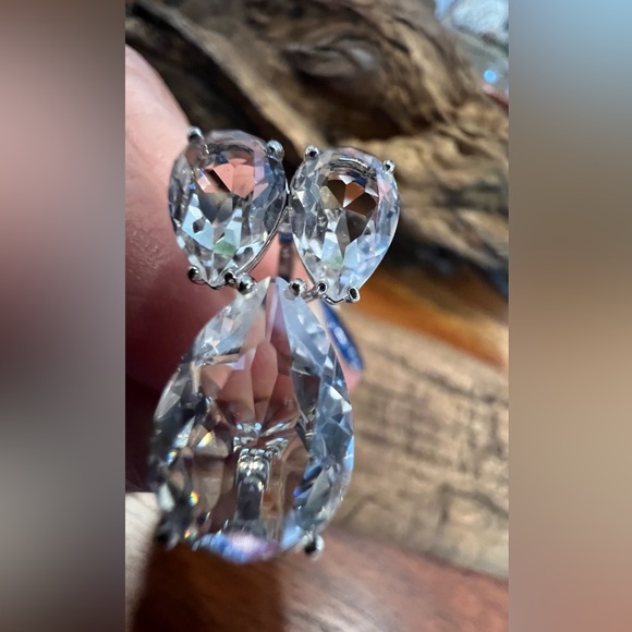 NWT Authentic Millenia Swarovski Crystal Ring Cocktail Pear Cut Rhodium Plate 50 - Picture 6 of 12